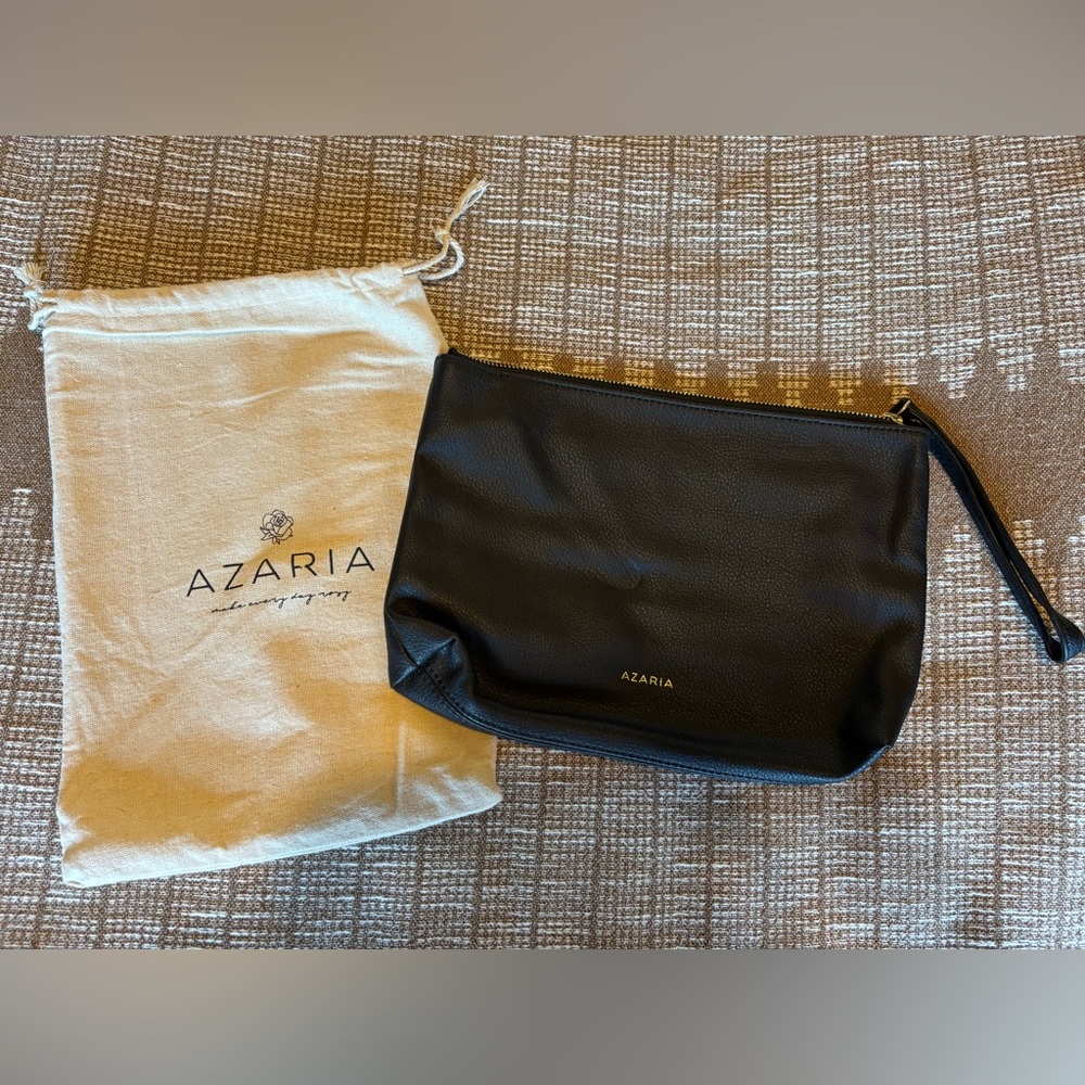 Azaria Black Faux Leather Pouch